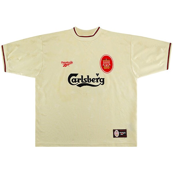 Auswärtstrikot Thailand Liverpool Retro 1996 1997 Weiß Günstige Fußballtrikots